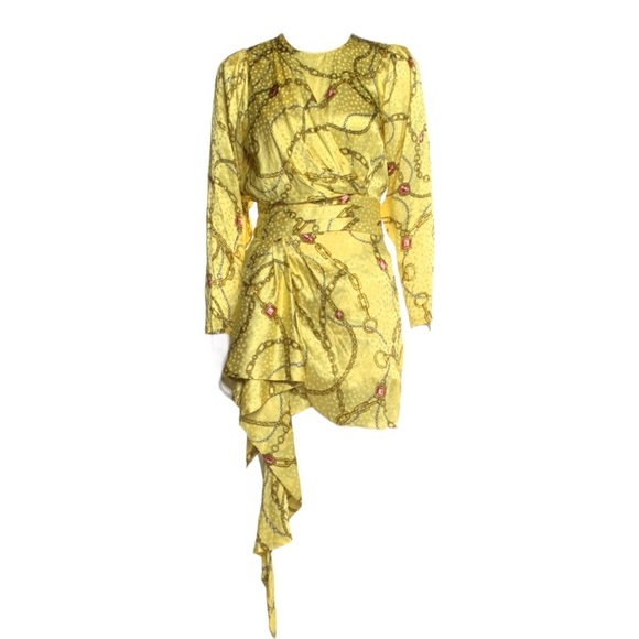 Kobo Santana Silk Floral Print Drapes Faux Wrap Long Sleeve Mini Dress Medium - Picture 8 of 10